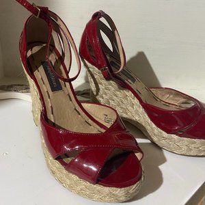 EUC Ruby & Bloom RED Espadrille-like Wedges 7